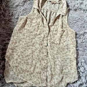 Beige Minimalist Earthy Dainty Soft‎ Girl Animal Print Flowy Blouse Tank